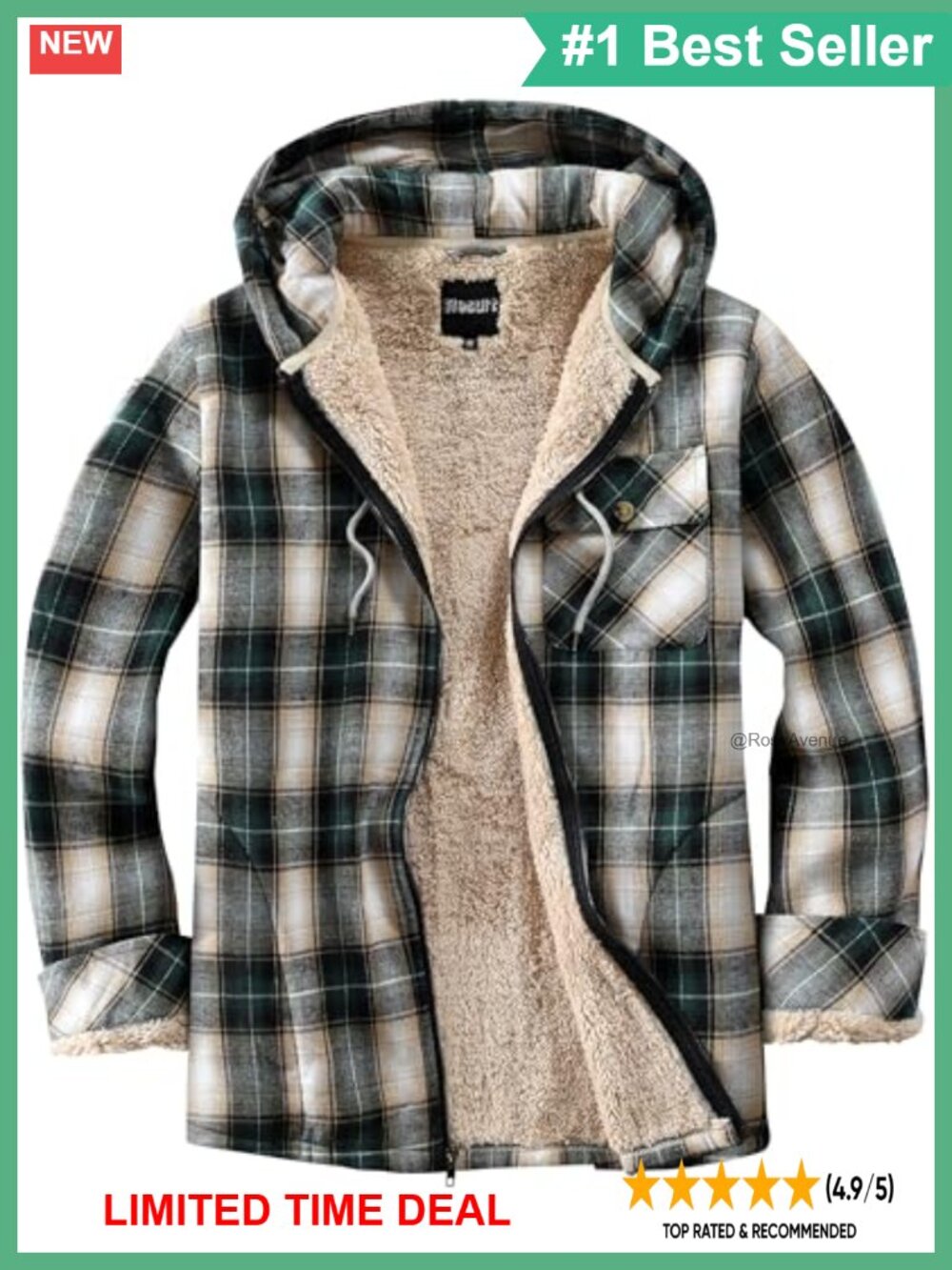 Elesuit Women's Fleece Flannel Plaid Jacket Sherpa Hoodie Full Zip